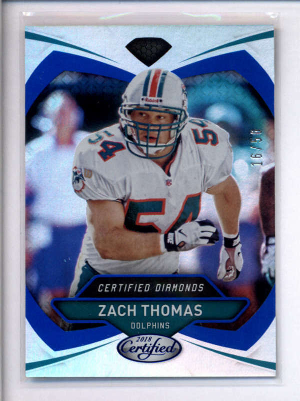 ZACH THOMAS 2018 PANINI CERTIFIED #30 DIAMOND BLUE #16/50 AJ4744
