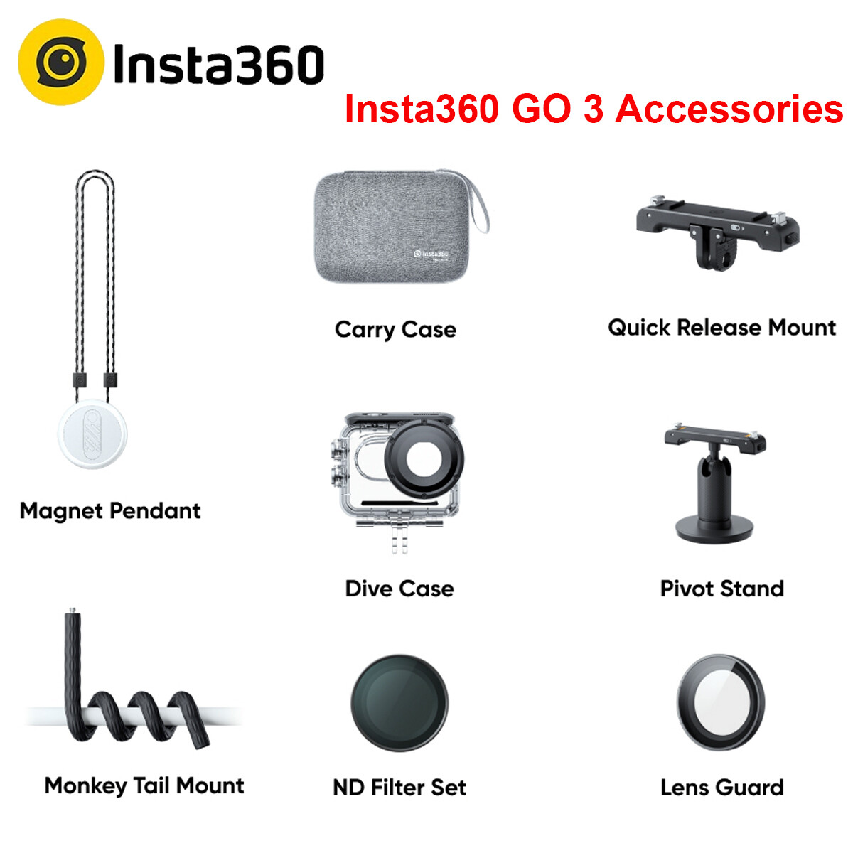 Insta360 GO 3 Accessories Dive Case Lens Guard ND Filter Set Insta360 GO 3 Accessories Dive Case Lens Guard ND Filter Set
