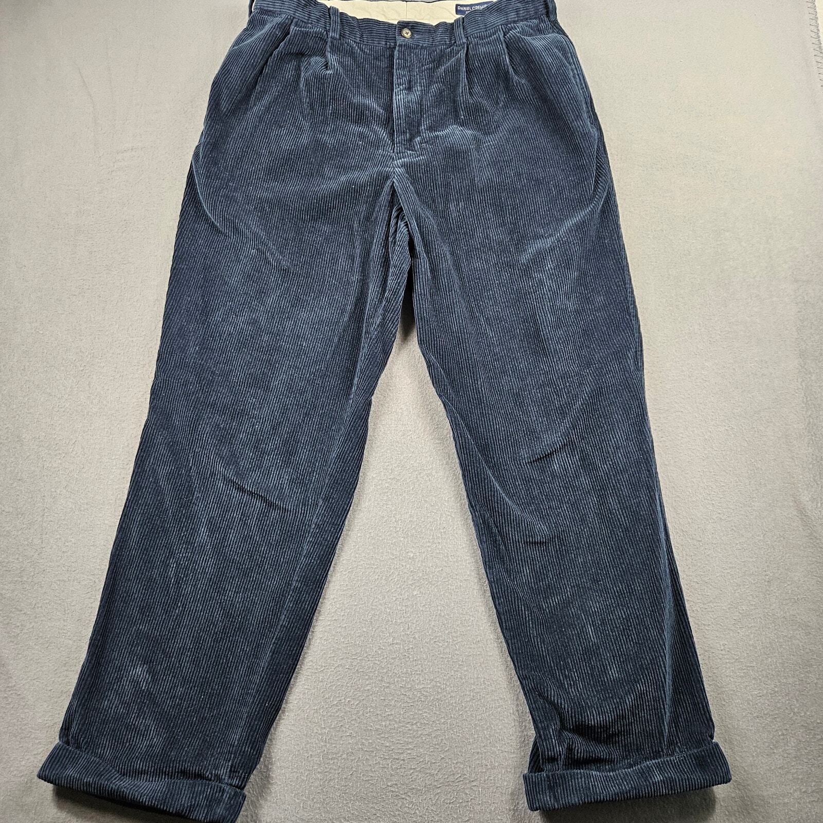 Daniel Cremieux Men's Dark Blue Corduroy Pleated Pants 36x32