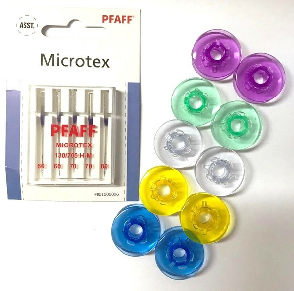 Original Pfaff NäHmaschinen Nadeln Microtex +10 Farbige Spulen FüR Pfaff-image