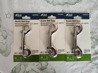 #ad #ad 3 pk Blue Hawk Nickel Plated Double Bolt Snap 4 in 60 lbs $10.00