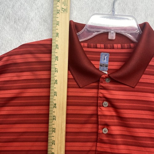 PGA Tour Airflux Performance Men's Red Striped Golf Polo Shirt XXL Embroidered - Picture 17 of 20