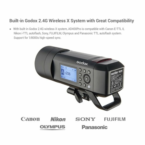 US Godox AD400Pro 2.4G TTL HSS Outdoor Flash+S2 Flash Bracket+2m Light Stand Kit - Picture 3 of 12