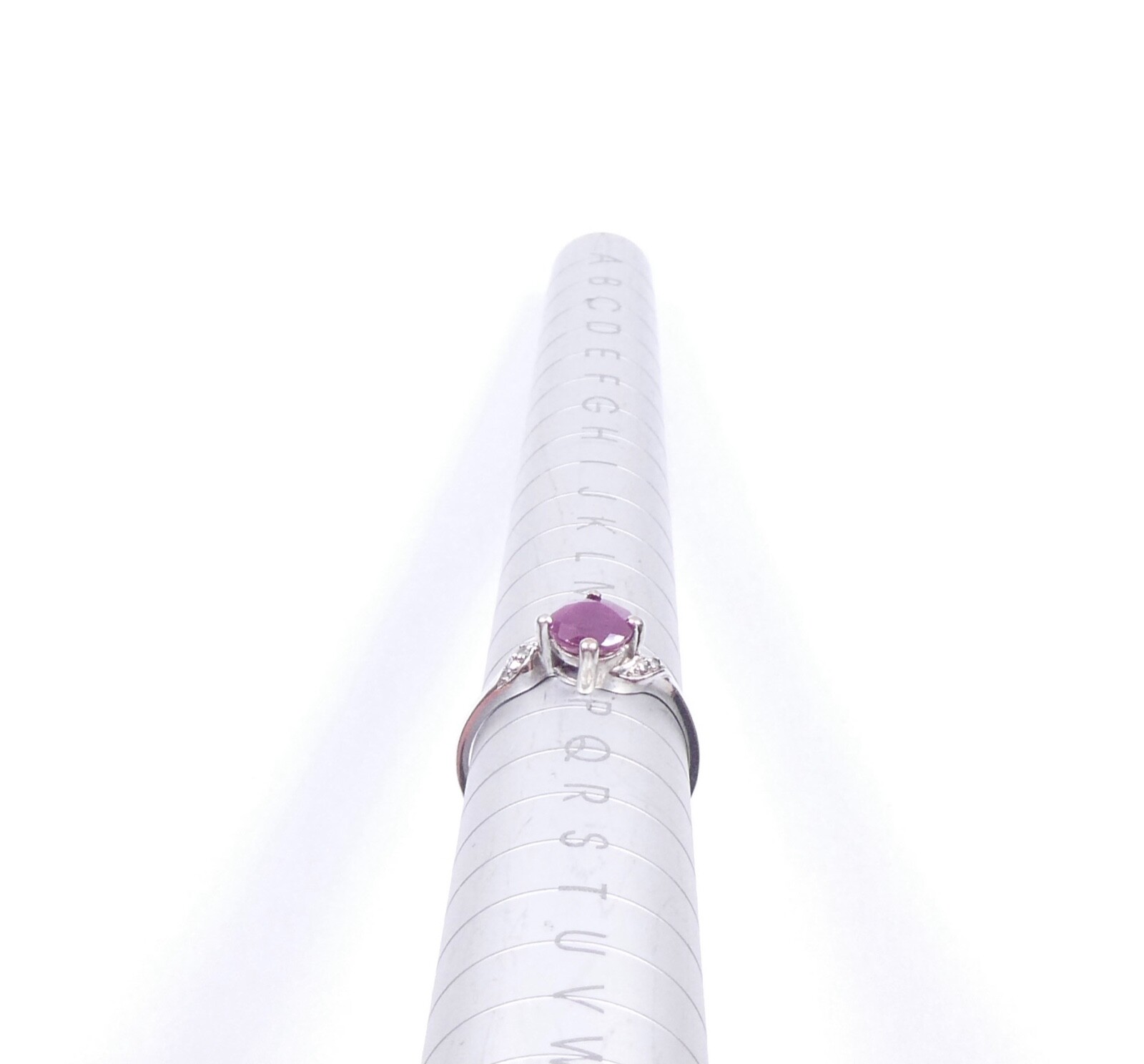 Ruby Solitaire Ring With Diamond Accents 925 Ster… - image 9