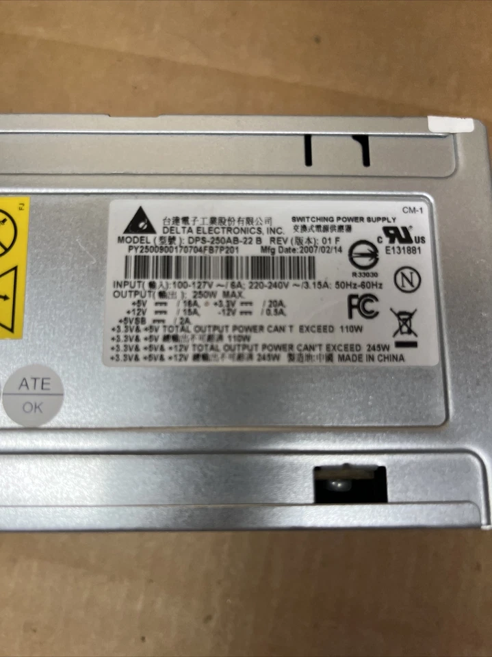 Genuine Acer Veriton PC 250W Switching ATX Power Supply Delta DPS-250AB-22 B - Image 2 of 4