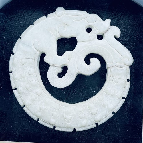 Vintage Chinese Carved Stone Sea Dragon 9cm Framed 18.5 cm Ouroboros Artefact - Picture 11 of 20