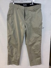 Hurley Jet Set Tech Pants Mens 38x29 Gray Straight Zip Pocket Travel Golf