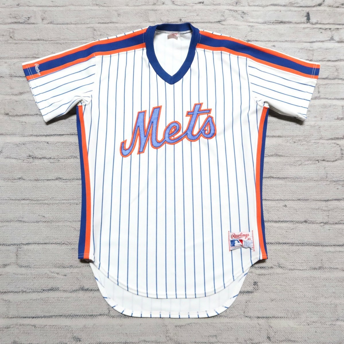 Vintage 90s New York Mets Pinstripe Baseball Jersey Authentic Sewn