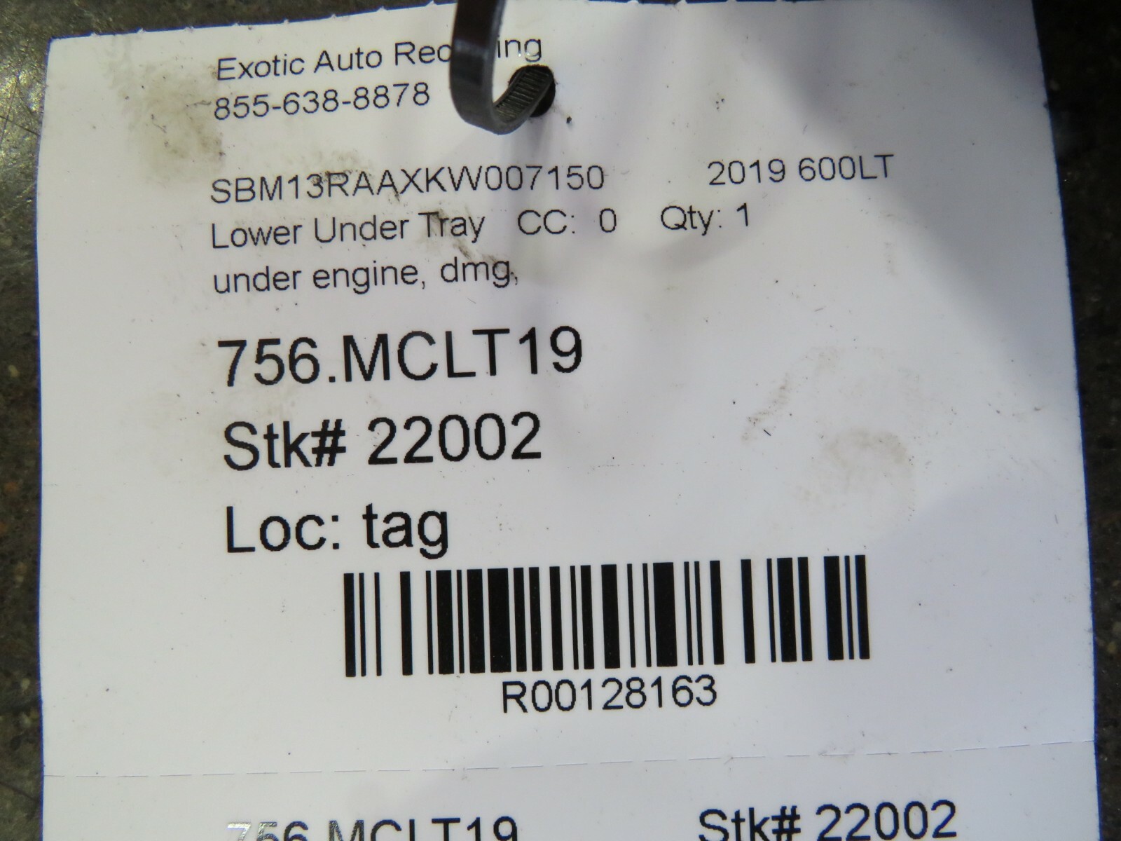 McLaren 600LT, Lower Under Tray, Under Engine, Dmg, Used