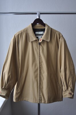 Orvis Harrington Bomber Jacket Tartan Lined Mens Size XL Tan Full