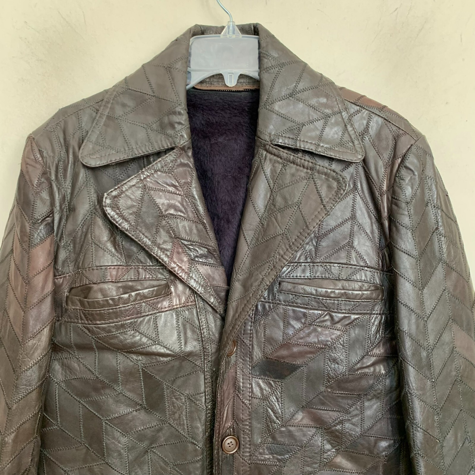 Unbranded Brown Leather Jacket Patch Design Pocke… - image 4