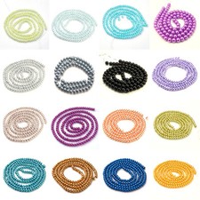 1 Strand 4mm Glass Imitation Pearl Round Loose Beads Crafts For Jewelry Making