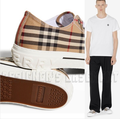 BURBERRY Archive Beige Check canvas 41EU/7UK rubber Logo JACK sneakers NIB $650 - Picture 9 of 11