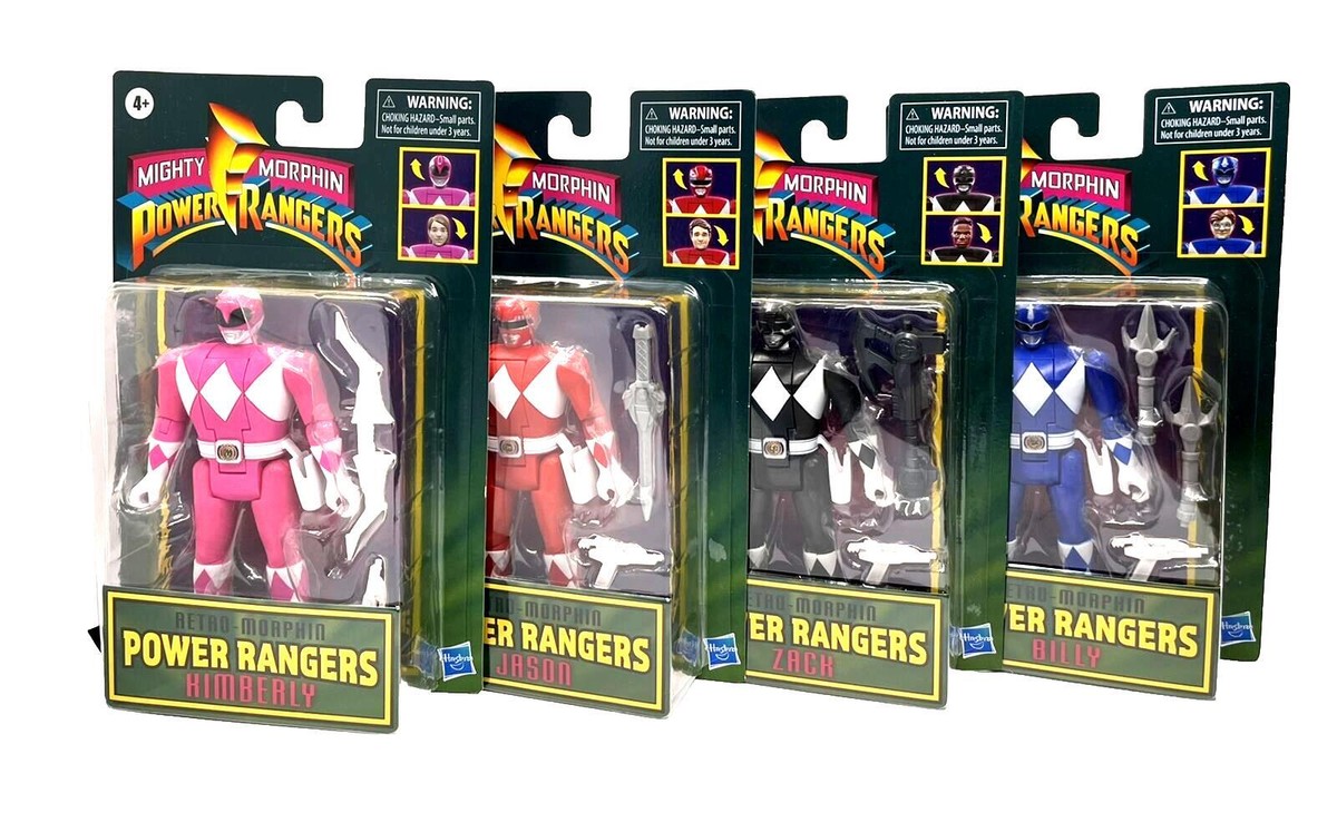 Mighty Morphin Power Rangers Retro Morphin Set Red Black Blue Pink