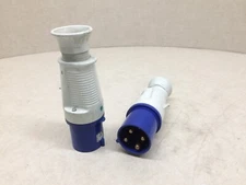 Lot of 2 Walther 261409 Pin Sleeve Plug 60A/63A 4 Wire 250/230V IP44 Blue