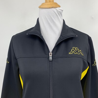 Kappa Jacket Womens M Medium Yellow Black Full Zip Mock Italia