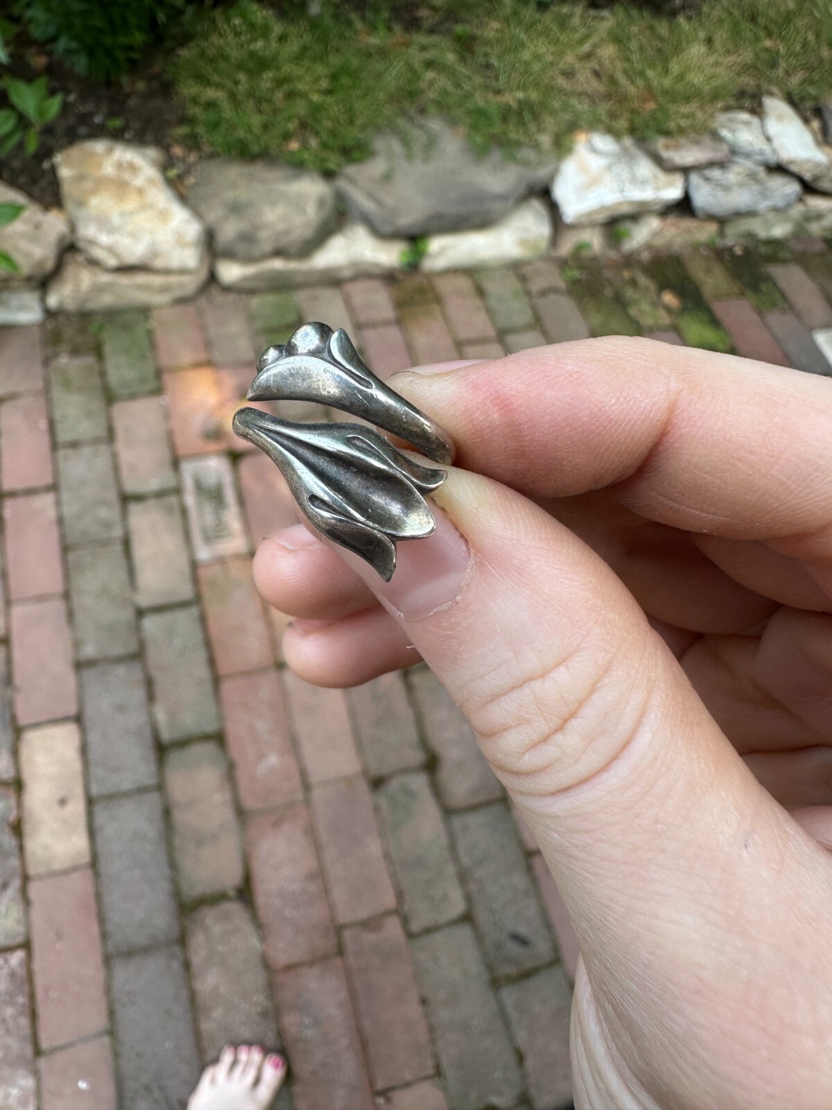 Sterling Silver Flower Ring - Adjustable - image 2