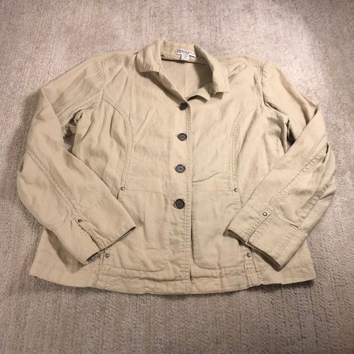 Pendleton Blazer Womens Medium Petite Beige Button Front Linen Rayon Casual