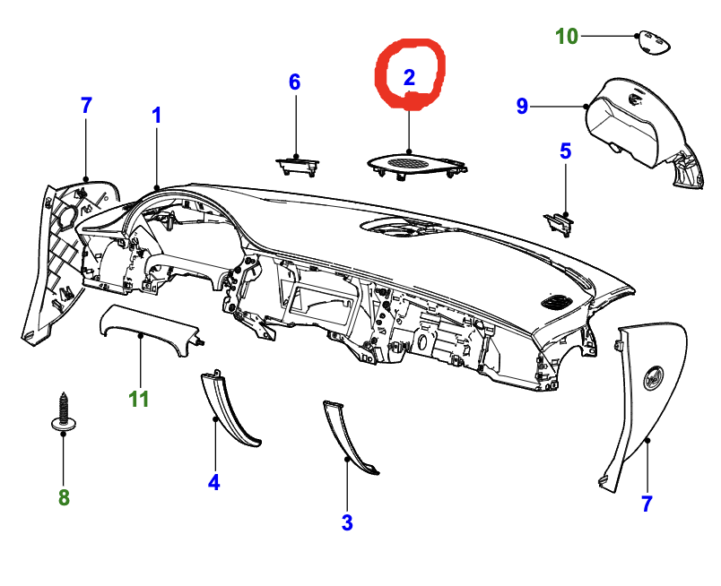 JAGUAR XF DASHBOARD TOP SPEAKER COVER 20082015 8X2304454A C2Z1835LEG