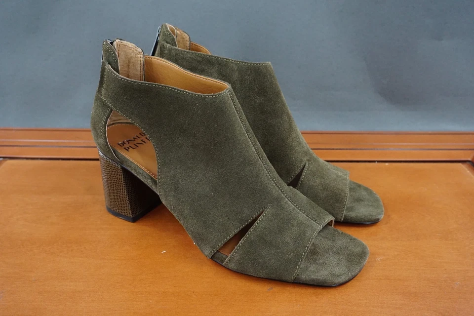 Sandalias de tacón Donald J Pliner Perra para mujer 9 verdes gamuza punta abierta zapatos informales Foto 3 de 4