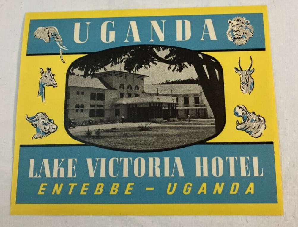 Vintage Lake Victoria Hotel Entebbe Uganda luggage label NOS