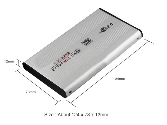 BOX CASE 2,5 PER HDD ESTERNO Usb 2.0 ALLUMINIO HARD DISK SATA 2 5 cavo 2,5" - Immagine 3 di 4