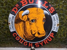DE COLECCIÓN LETRERO DE PORCELANA DR BULLS JARABE PARA TOS FRÍA MÉDICO MEDICINA VACAS FARMACIA
