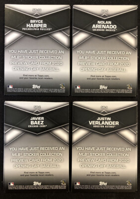 2020 Opening Day Baseball MLB Sticker Collection Preview Cards Lot 