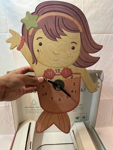 Brand NEW Amelia The Mermaid Birch Robot Wood Pendulum Clock Home Decor - Picture 8 of 9
