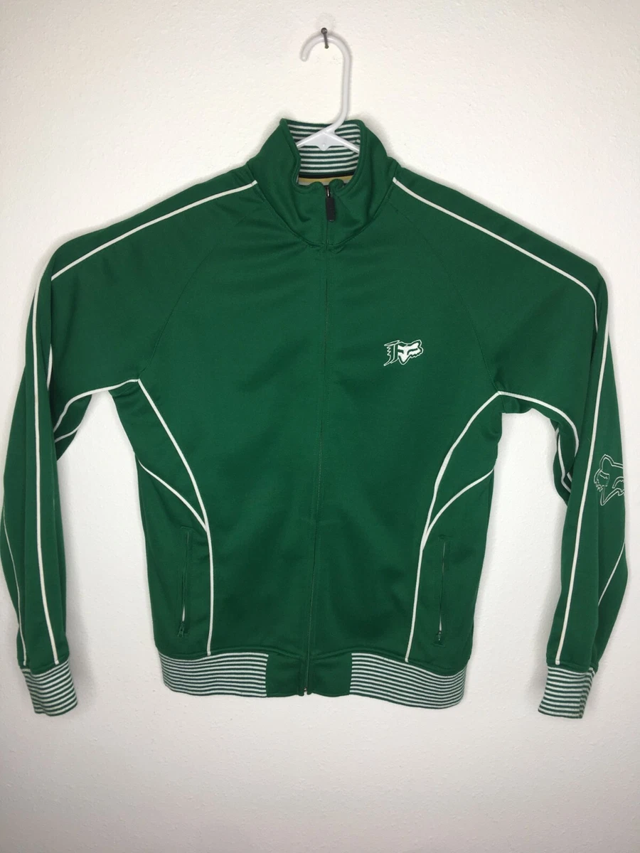 Fox riders Co Track Jacket Full Zipper Embroidered Fox Logo Green