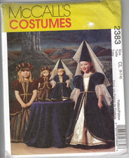 2383 McCALLS - Medieval COSTUME: DRESS  HAT - GIRLS Szs 6/7/8  18" DOLL