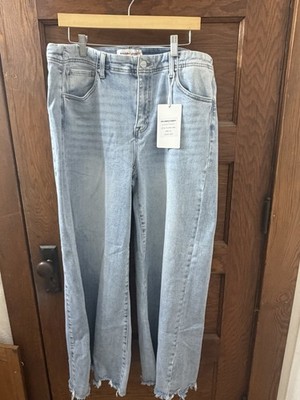 Risen Jeans Distressed Wide Leg Denim Jeans Size 1XL