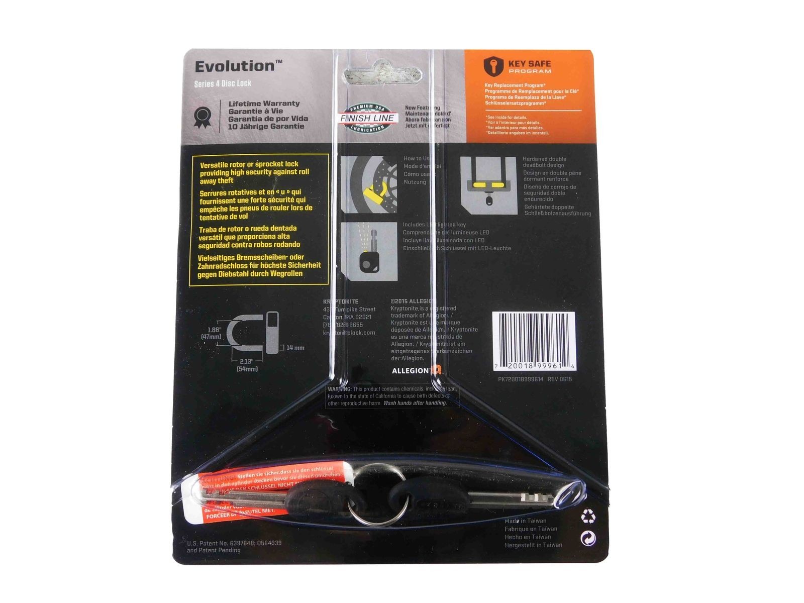 Kryptonite Evolution Series 4 Disc Locks 720018999614 Yellow