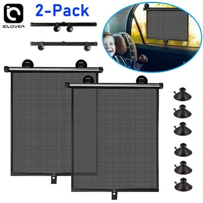 2 Packs Retractable Car Sun Shade Cover Auto Side Window Roller Visor UV Shield