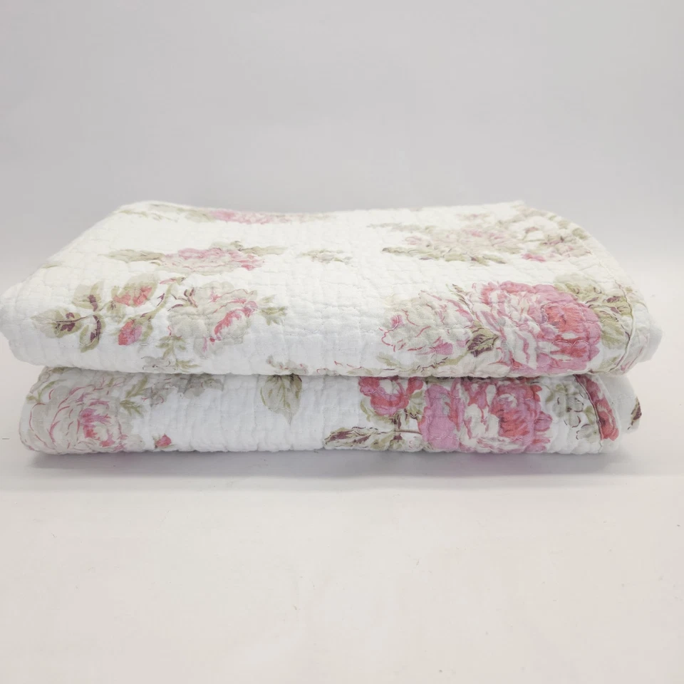 Manta Edredón Romántico Rosa Floral Algodón Reversible Shabby 60x50 Foto 2 de 4