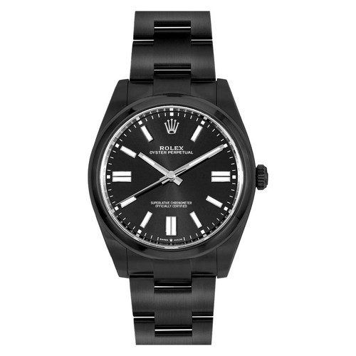 Rolex Oyster Perpetual 114300 Black Dial Black PVD/DLC Coated Steel Watch