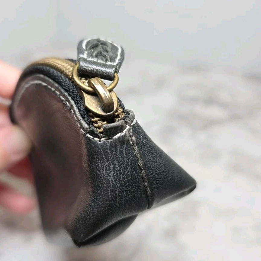 Monedero negro vintage bolsa de cambio pequeña cartera tradicional bolsa con cremallera PVC Foto 4 de 4