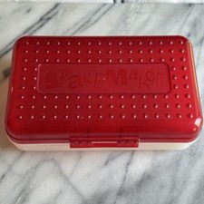 Vintage Spacemaker Pencil Box Red 90's Plastic Storage Case Large Made In USA