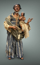 Figura donna povera pezzente con bambino 41 cm Presepiale Presepe Napoletano