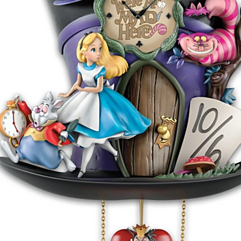 Reloj de cuco Bradford Exchange Disney Alicia en el País de las Maravillas Sombrerero Loco Iluminado Foto 4 de 4