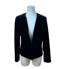 Tahari Arthur S. Levine Women s Black Velvet Open Front Blazer Jacket Size 8