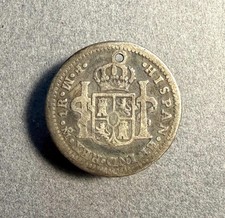 Mexico, Spanish Colonial 1 Real, 1773 F.M. Mo, Inverted FM & Mo, KM #78.1, holed