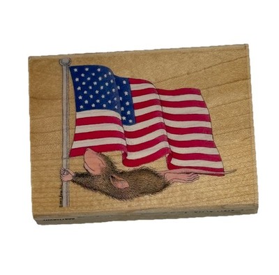 RARE Stampabilitie House Mouse Rubber Stamp Glorious Feeling Patriot Flag Unused