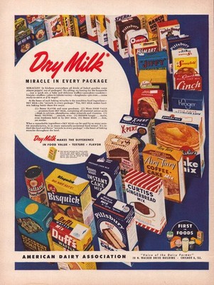 American Dairy Association Dry Milk Life Magazine Ad 1940s Baking Mixes Food