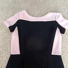 Tahari Arthur S. Levine Black Colorblock Pencil Dress 4 Knee Short Sleeve Zip