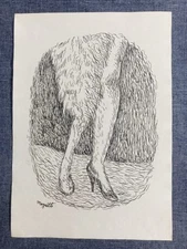 Rene magritte (Handmade) Old Paper Drawing Signed and Sealed...