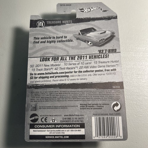 Mattel Hot Wheels Treasure Hunts Series ‘63 T-Bird 6 of 15 - New Sealed - Picture 2 of 4