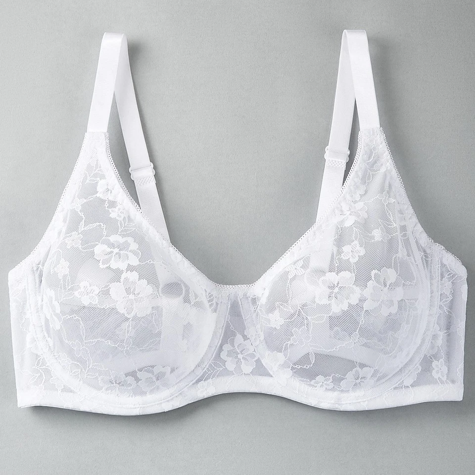 Novo Conjunto de Sutiãs de Lingerie Feminina Sexy Transparente Renda Brassiere Roupa Íntima Terno BHS - Imagem 2 de 4