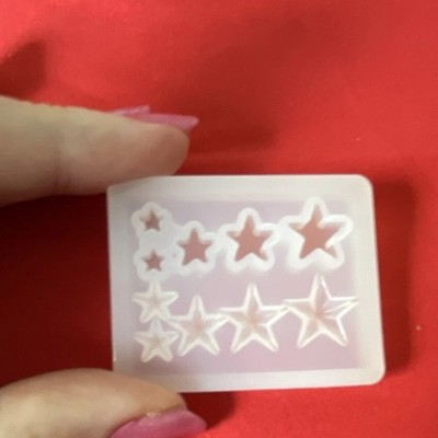 Lot of 7 Clear Silicone Resin Molds Cute Small Star Shapes DIY Craft, Charms,etc