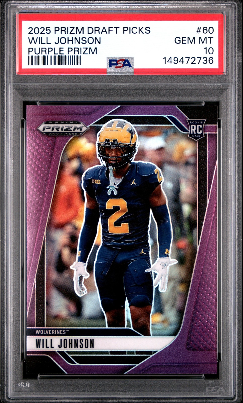 Will Johnson Panini Prizm Draft Picks #60 Purple Prizm
